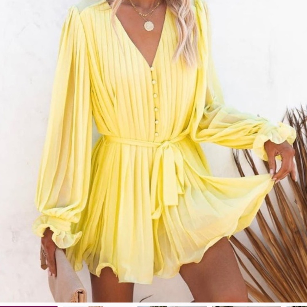 Endless Rose Yellow Pleated Jumpsuit
